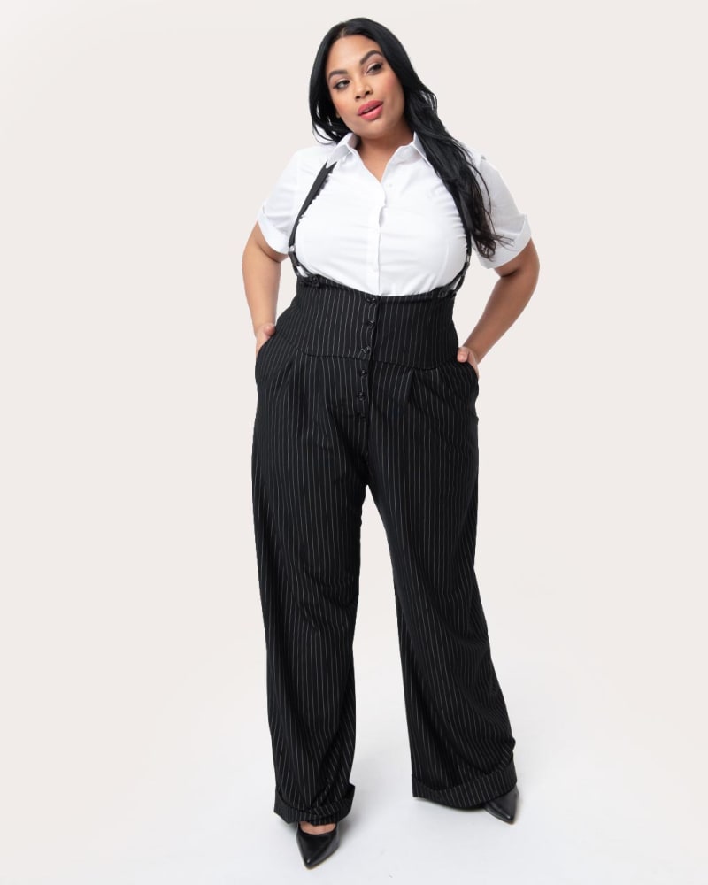 Pinstripe suspender pants discount